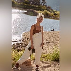 Free People Hit the Hills Overalls in Ivory. NWT. Size Small